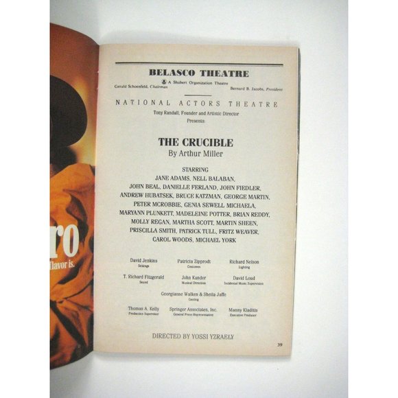 The Crucible Playbill 1991 Belasco Theatre Martin Sheen Michael York John Beal - Picture 4 of 8